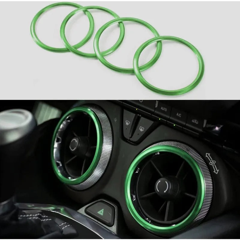 4PCS For Chevrolet Camaro Rings Aluminum Alloy AC Outlet Vent Sticker Car Accessories