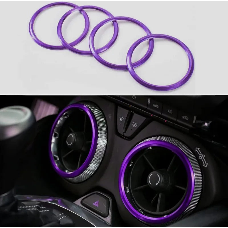 4PCS For Chevrolet Camaro Rings Aluminum Alloy AC Outlet Vent Sticker Car Accessories