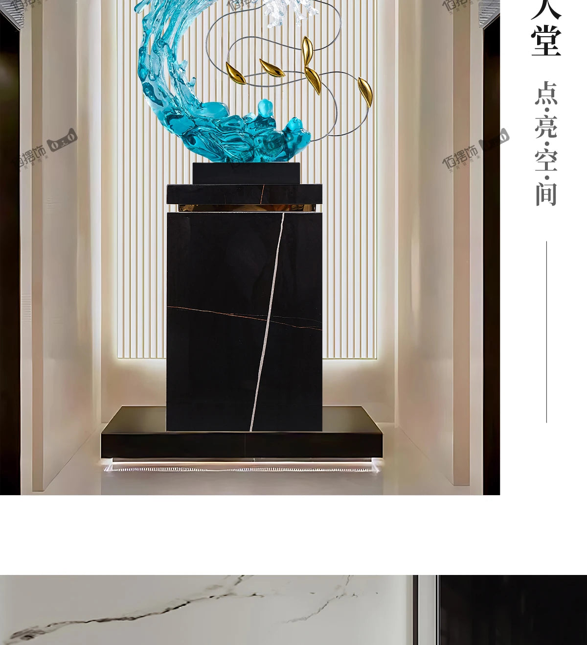 Home Decor Abstract Art Sculpture Decoration Luxury Villa Living Room Entrance Office Desktop Blue Transparent Decorations Craft