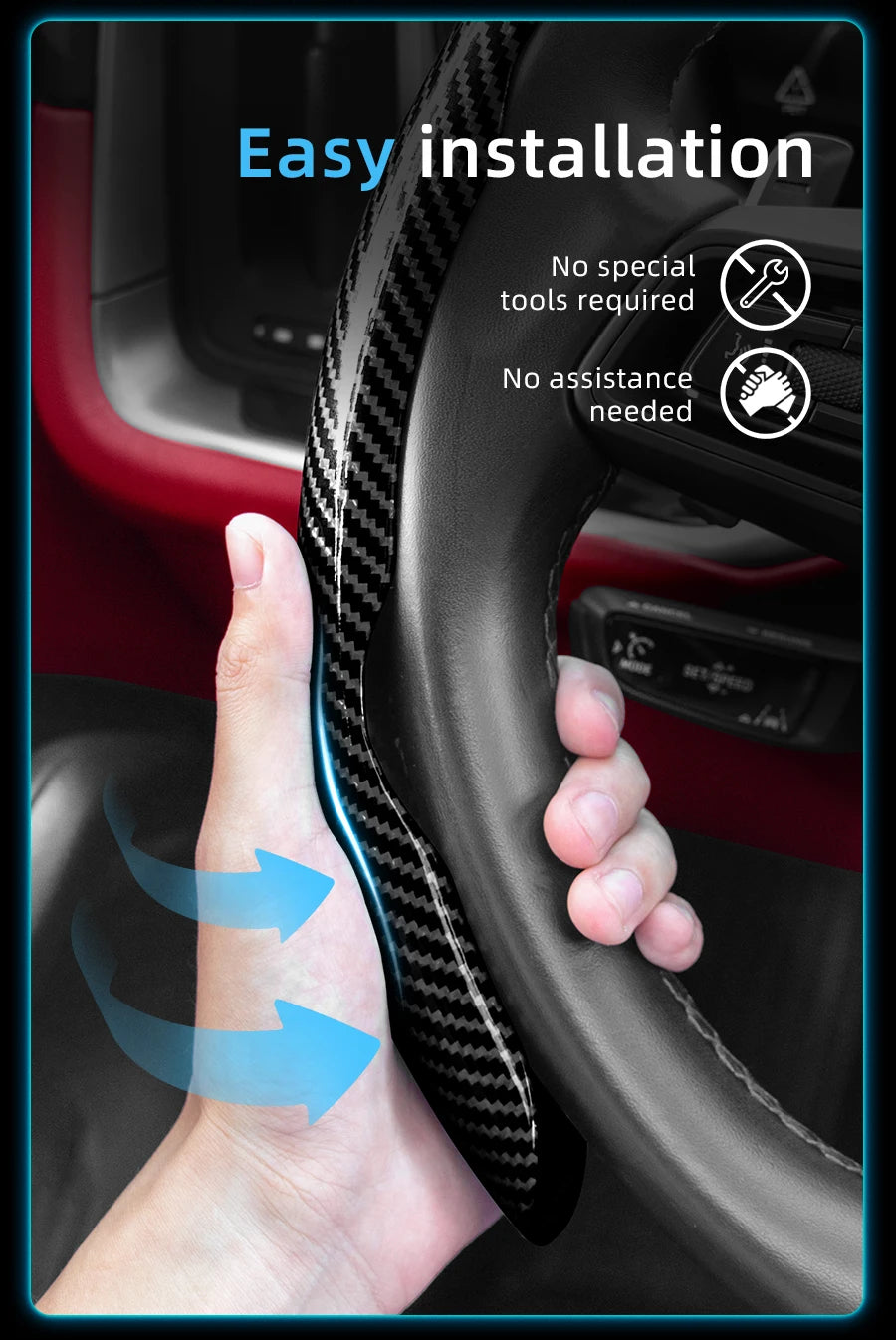 Suitable for Volkswagen Carbon Fiber Texture Steering Wheel Cover with Segmented