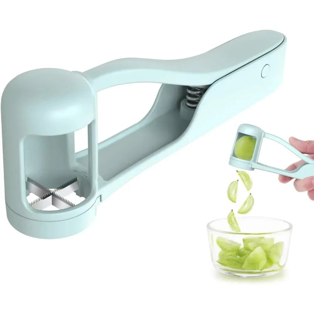 Toddler Grape Cutter, Stainless Steel Fruit Slicer for Baby, Kitchen Gadget to Quarter Grapes and Tomatoes