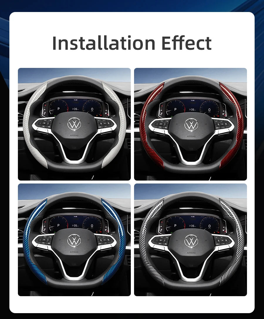 Suitable for Volkswagen Carbon Fiber Texture Steering Wheel Cover with Segmented