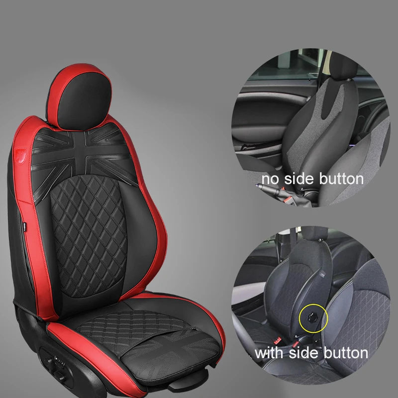 Car Accessories for MINI Cooper R50 R53 HATCHBACK R55 Clubman R56 R57 CABRIO R60 Countryman Custom Seat Covers Leather Pad
