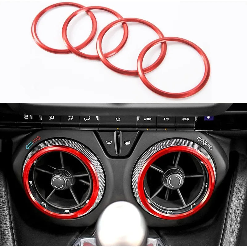 4PCS For Chevrolet Camaro Rings Aluminum Alloy AC Outlet Vent Sticker Car Accessories