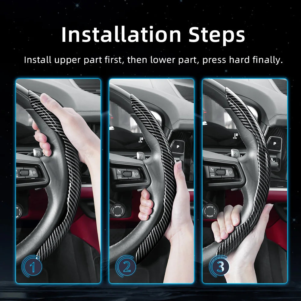 Suitable for Volkswagen Carbon Fiber Texture Steering Wheel Cover with Segmented