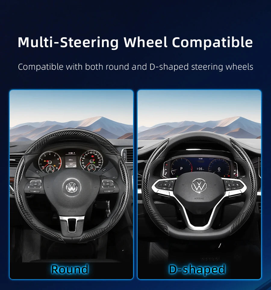 Suitable for Volkswagen Carbon Fiber Texture Steering Wheel Cover with Segmented