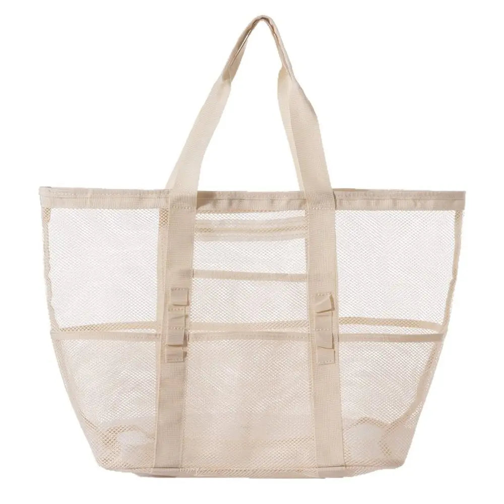 Toiletry Bag Nylon Mesh Beach Bag Hollow Out Foldable Toiletry Storage Bag Multifunctional Korean Swimming Bag Cosmetic Bag