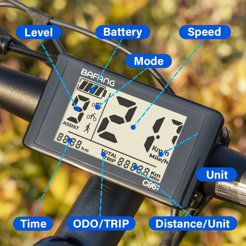 For BAFANG C961 Electric Bike BBS01B/BBS02B/BBSHD Mid Drive Motor LED Display 48v 24v DC UART Conversion Kit for Ebike Bicycle
