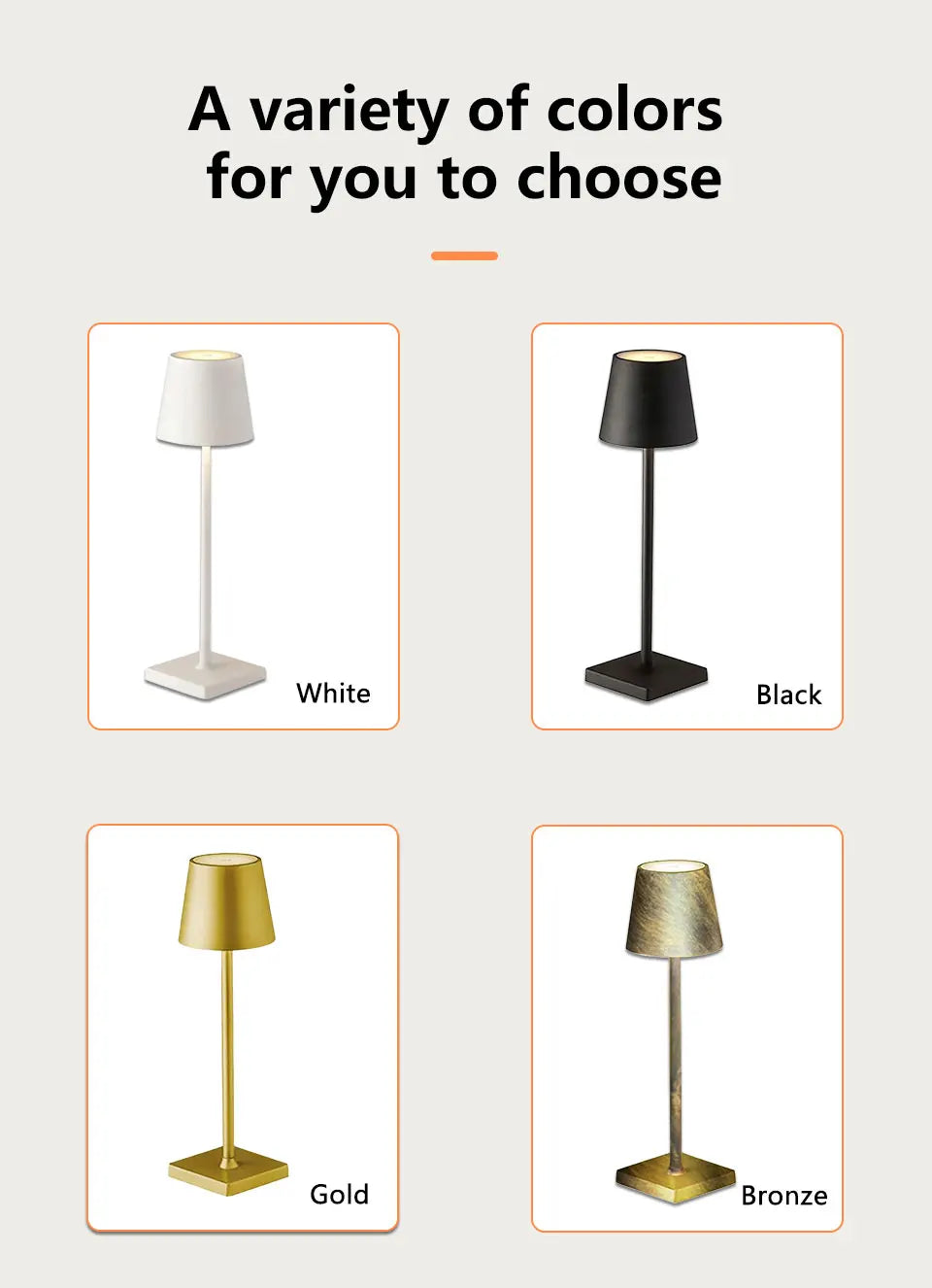 LED Desk Lamp Usb Rechargeable Table Lamp Wireless Touch 3 Color Desktop Night Light