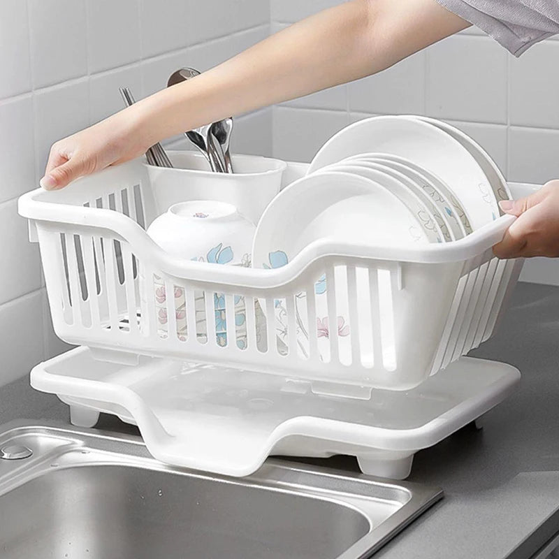 Kitchen Drainage Rack With Drainer Board Countertop Utensils Plates Chopsticks Bowls Spoons