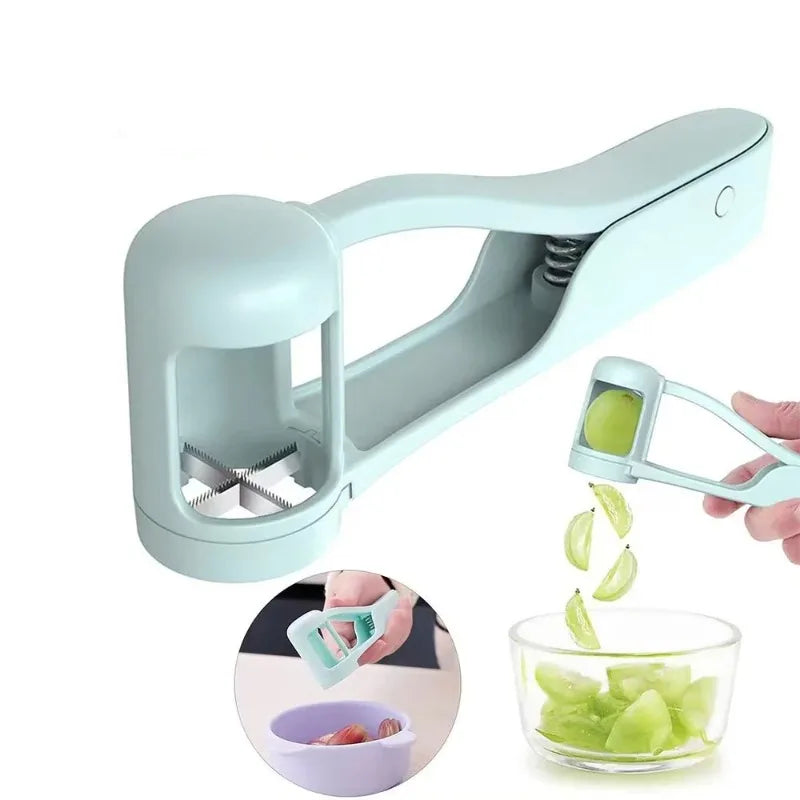 Toddler Grape Cutter, Stainless Steel Fruit Slicer for Baby, Kitchen Gadget to Quarter Grapes and Tomatoes