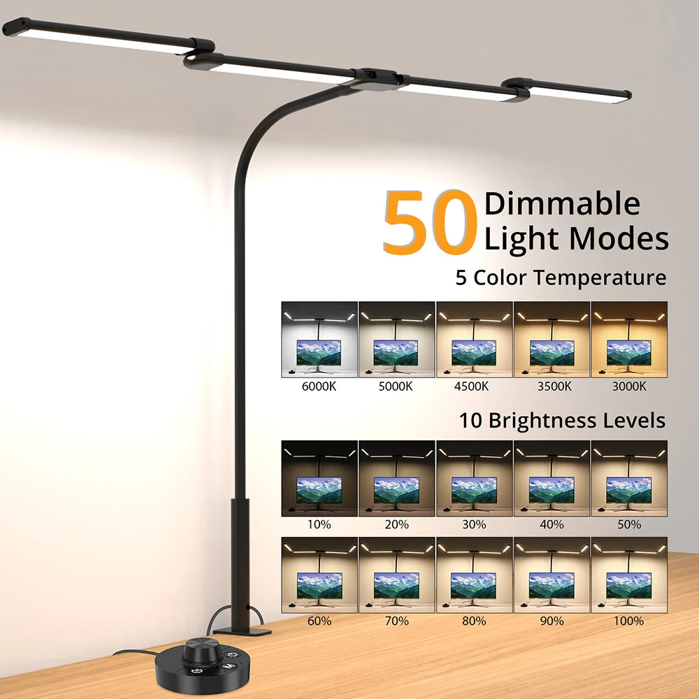 Led Desk Lamp with Clamp Architect Desk Lamp for Home Office 24W Ultra Bright Auto Dimming PC Light
