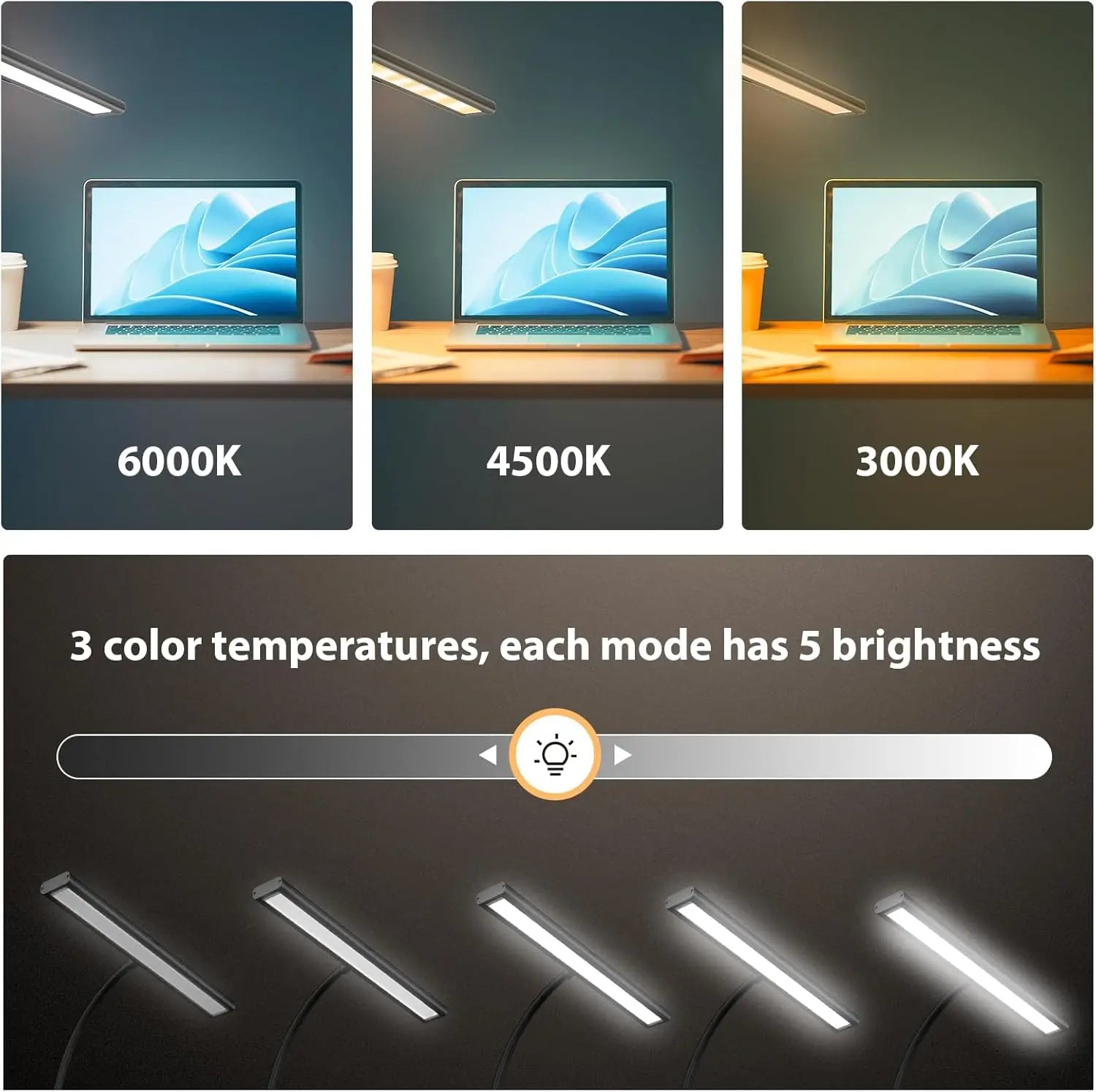 LED Desk Lamp Stepless Dimming Desk Lamps With Clamp Eye Caring Desk Light With Adjustable Gooseneck