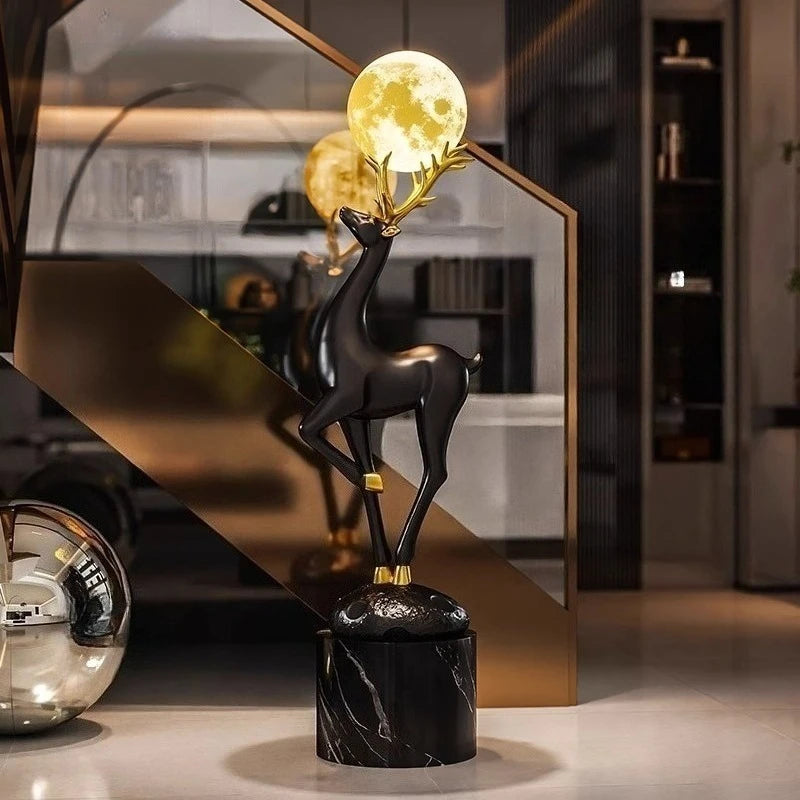 Home Decor Luminous Deer Statue Large Floor Decoration Nordic Style Living Room Animal Sculpture Art Ornament Housewarming Gift