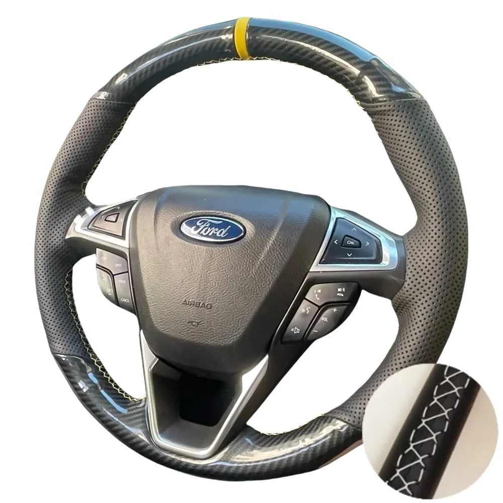 Hand Stitched Suede Leather Car Steering Wheel Cover For Ford Fusion Mondeo