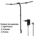 Smart Double Head Led Desk Lamp, Eye-Caring Desk Light with Clamp, Adjustable Flexible Goose-NeckTask