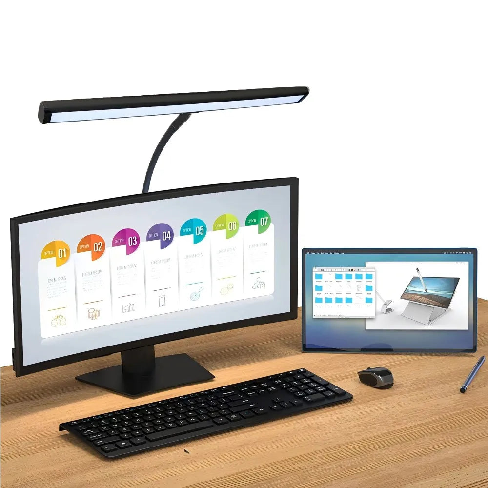 LED Desk Lamp Eye-Care Reading Desk Lamp with Flexible Gooseneck Stepless Dimming