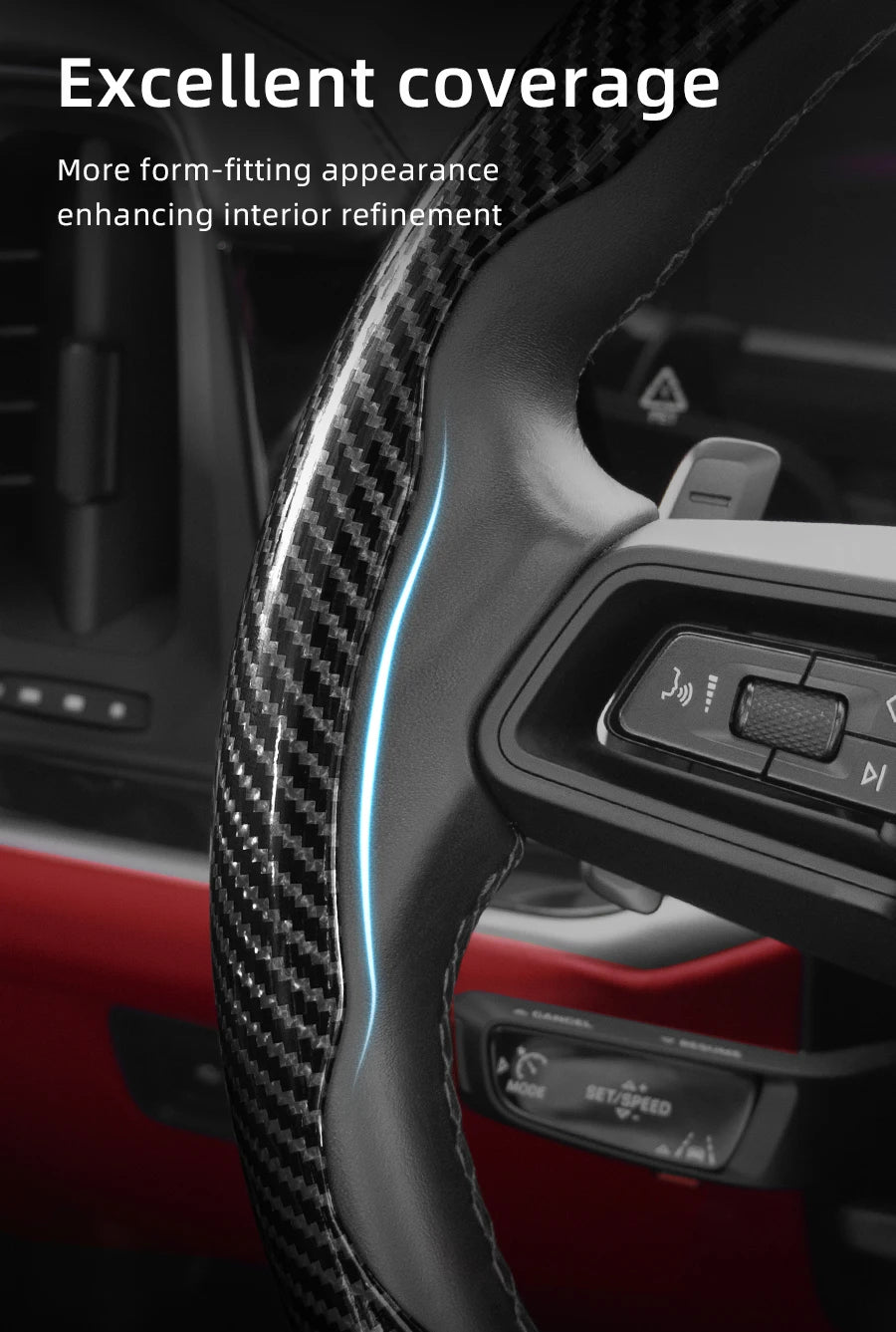 Suitable for Volkswagen Carbon Fiber Texture Steering Wheel Cover with Segmented