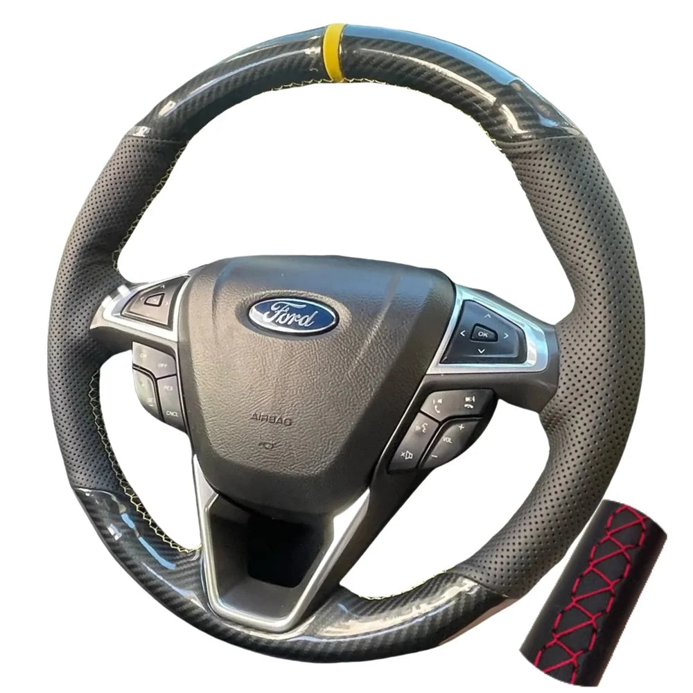 Hand Stitched Suede Leather Car Steering Wheel Cover For Ford Fusion Mondeo