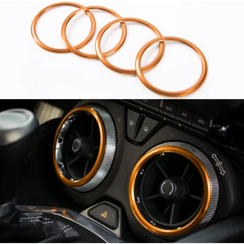 4PCS For Chevrolet Camaro Rings Aluminum Alloy AC Outlet Vent Sticker Car Accessories