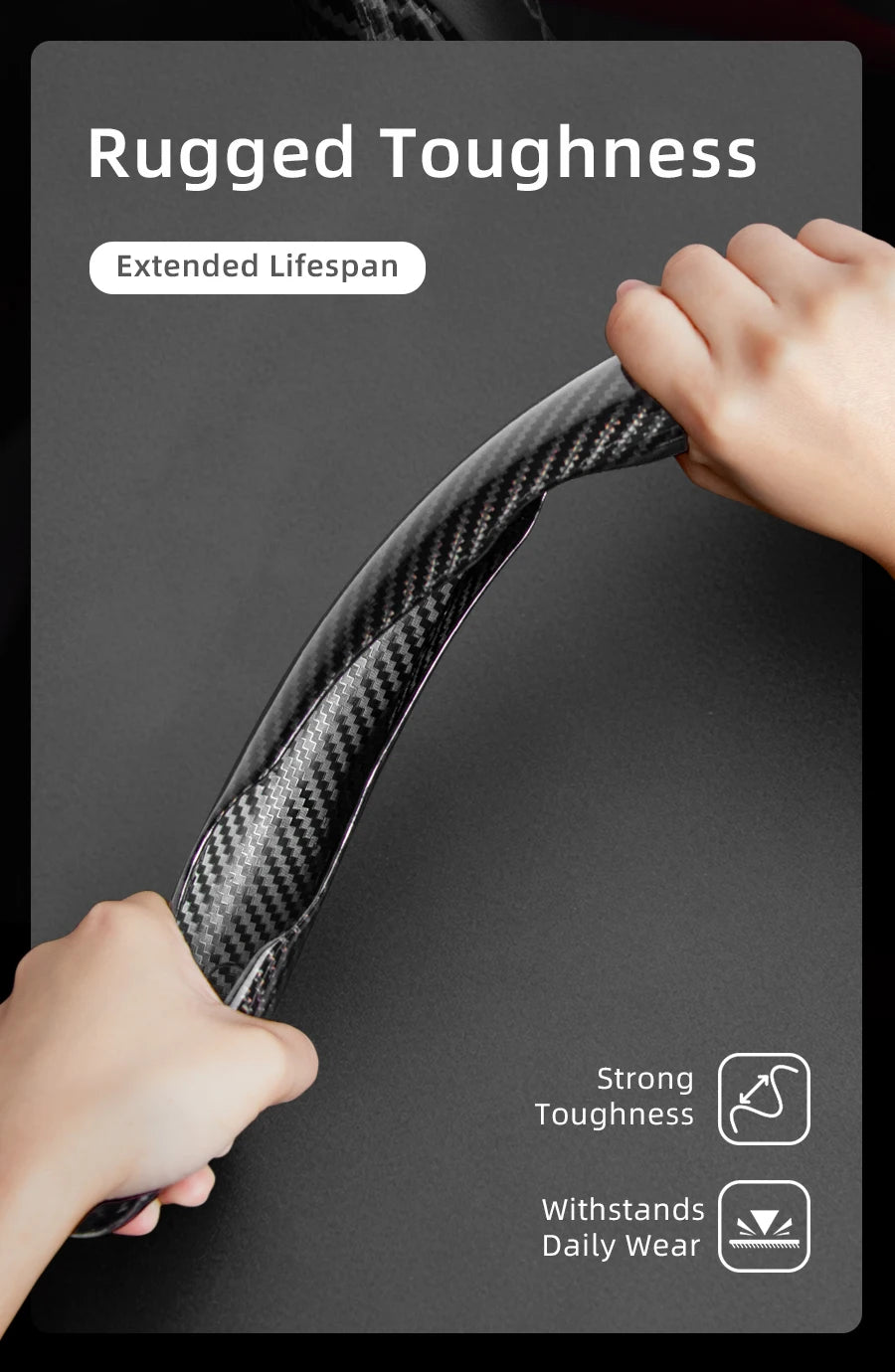 Suitable for Volkswagen Carbon Fiber Texture Steering Wheel Cover with Segmented