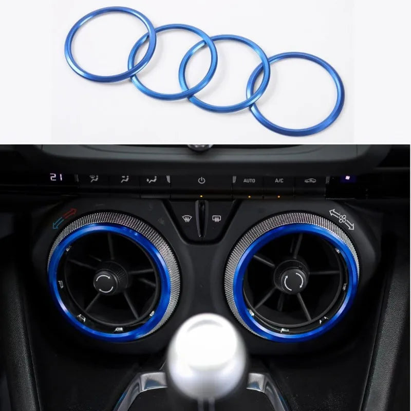 4PCS For Chevrolet Camaro Rings Aluminum Alloy AC Outlet Vent Sticker Car Accessories