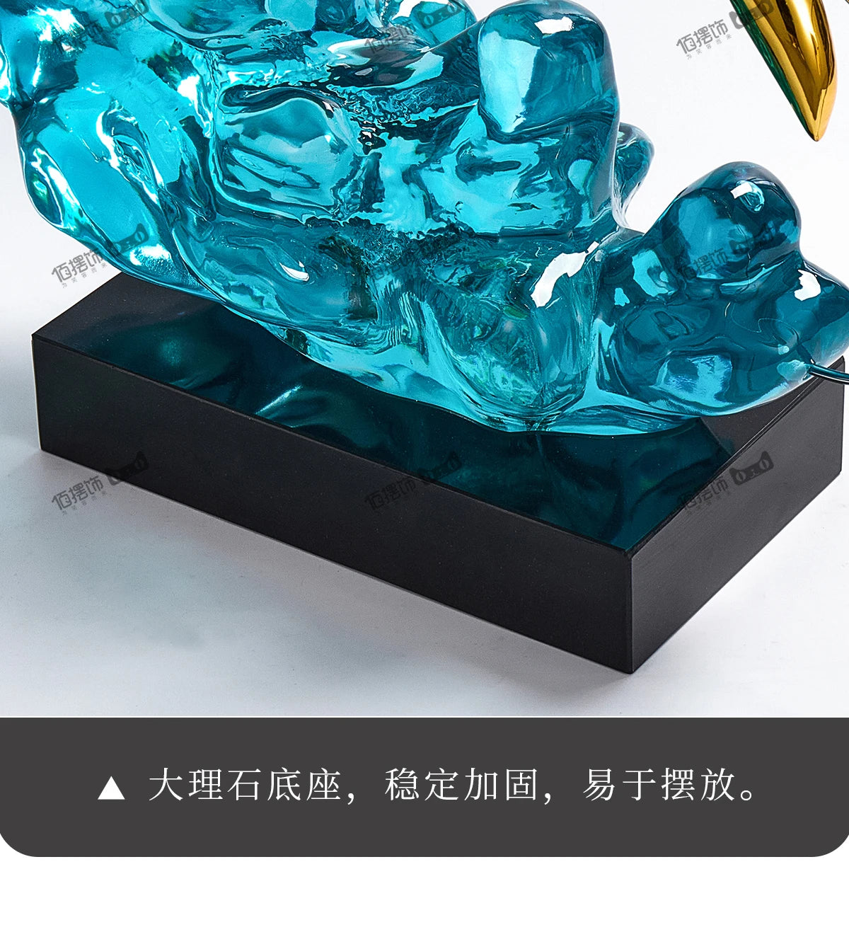 Home Decor Abstract Art Sculpture Decoration Luxury Villa Living Room Entrance Office Desktop Blue Transparent Decorations Craft