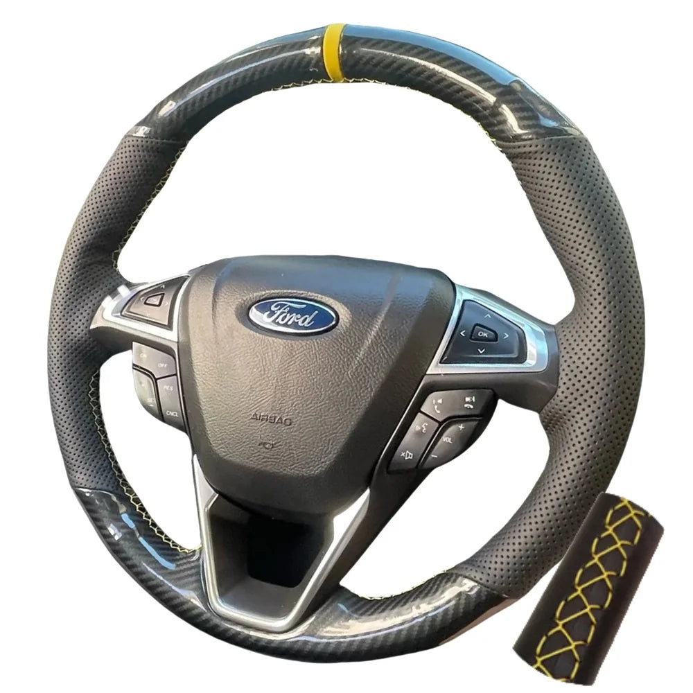 Hand Stitched Suede Leather Car Steering Wheel Cover For Ford Fusion Mondeo