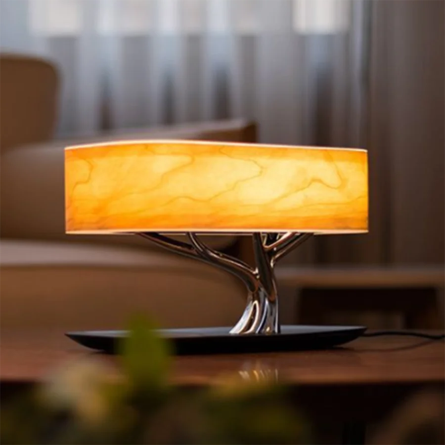 Smart Bedside LED Desk Lamp Built-in Bluetooth Speaker Wireless Phone Charger Smart LED Dimmable