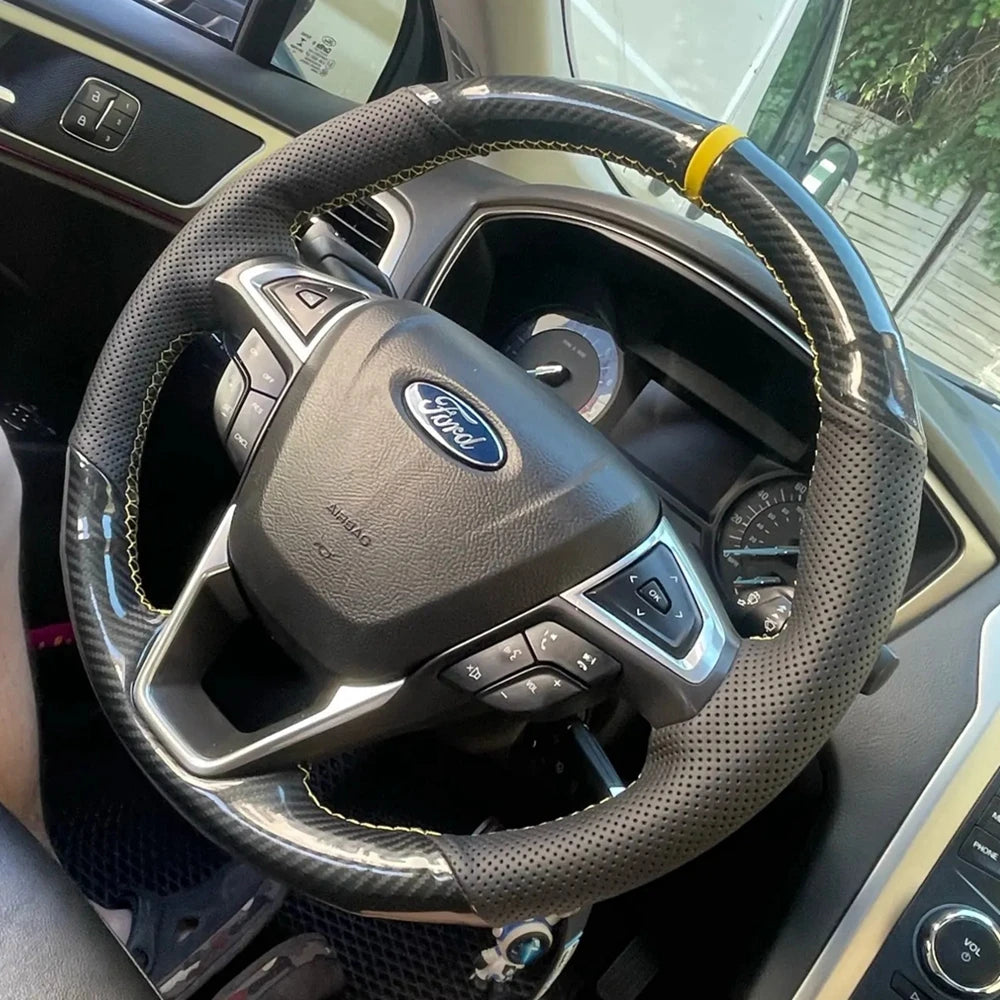 Hand Stitched Suede Leather Car Steering Wheel Cover For Ford Fusion Mondeo