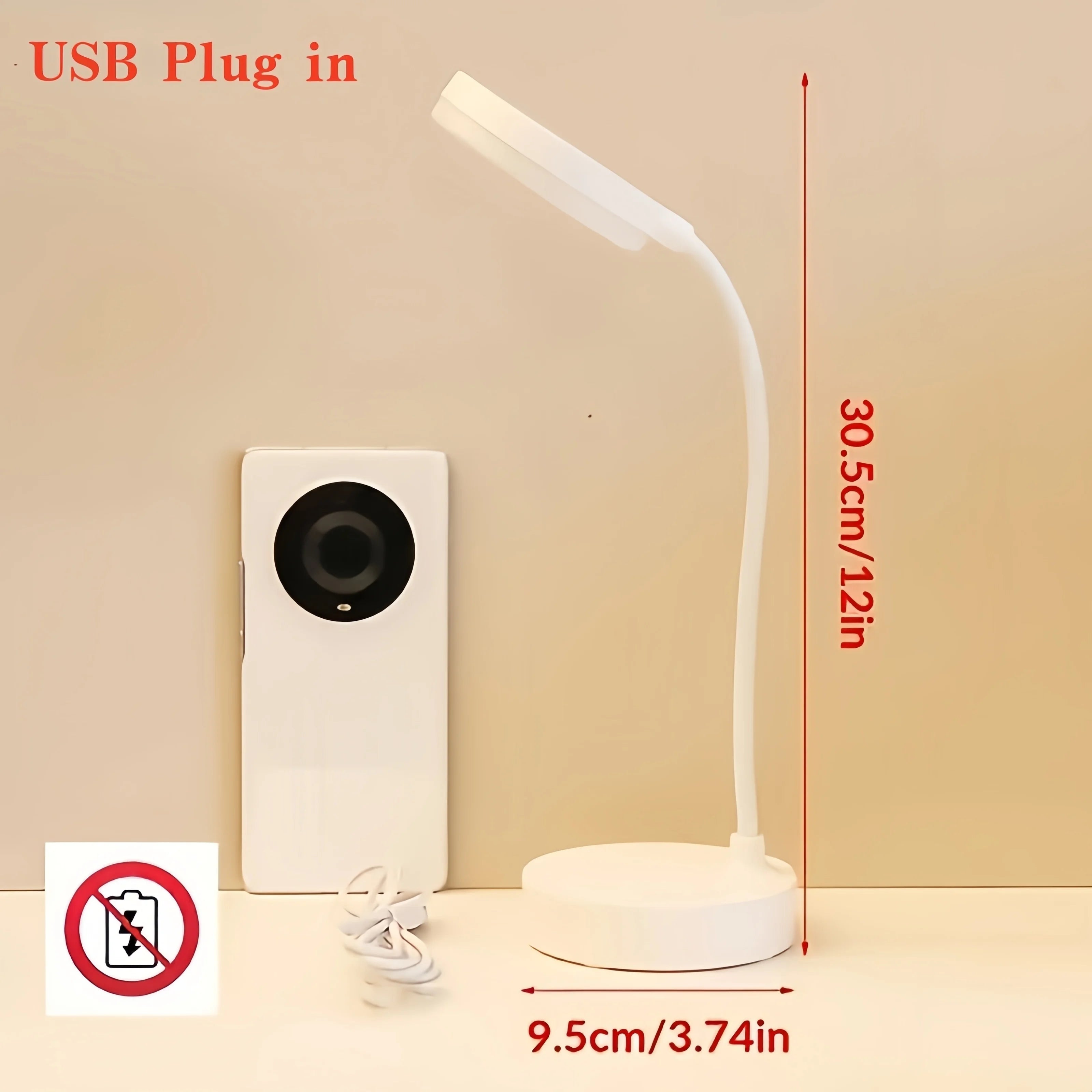 LED Desk Lamp With USB Charging Port Flexible LED White Light Perfect for Home Office Reading Study