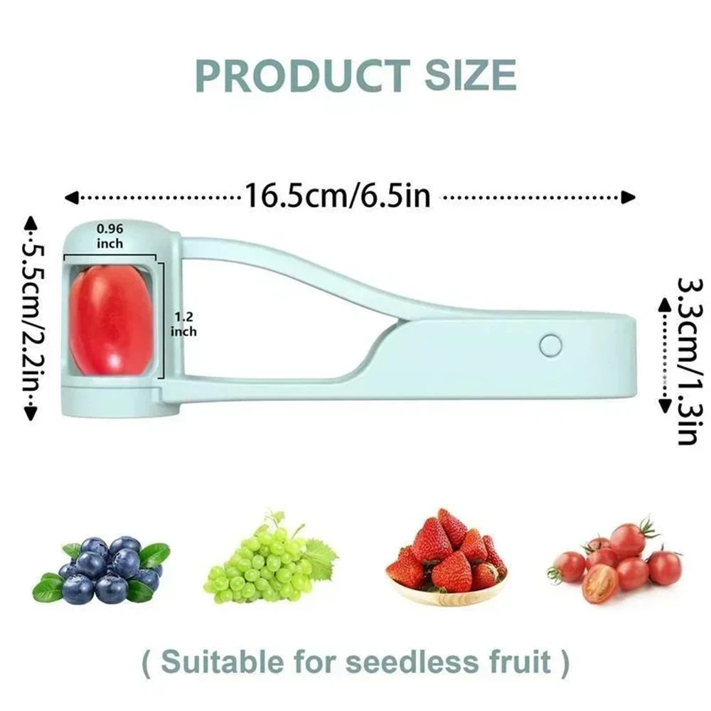 Toddler Grape Cutter, Stainless Steel Fruit Slicer for Baby, Kitchen Gadget to Quarter Grapes and Tomatoes