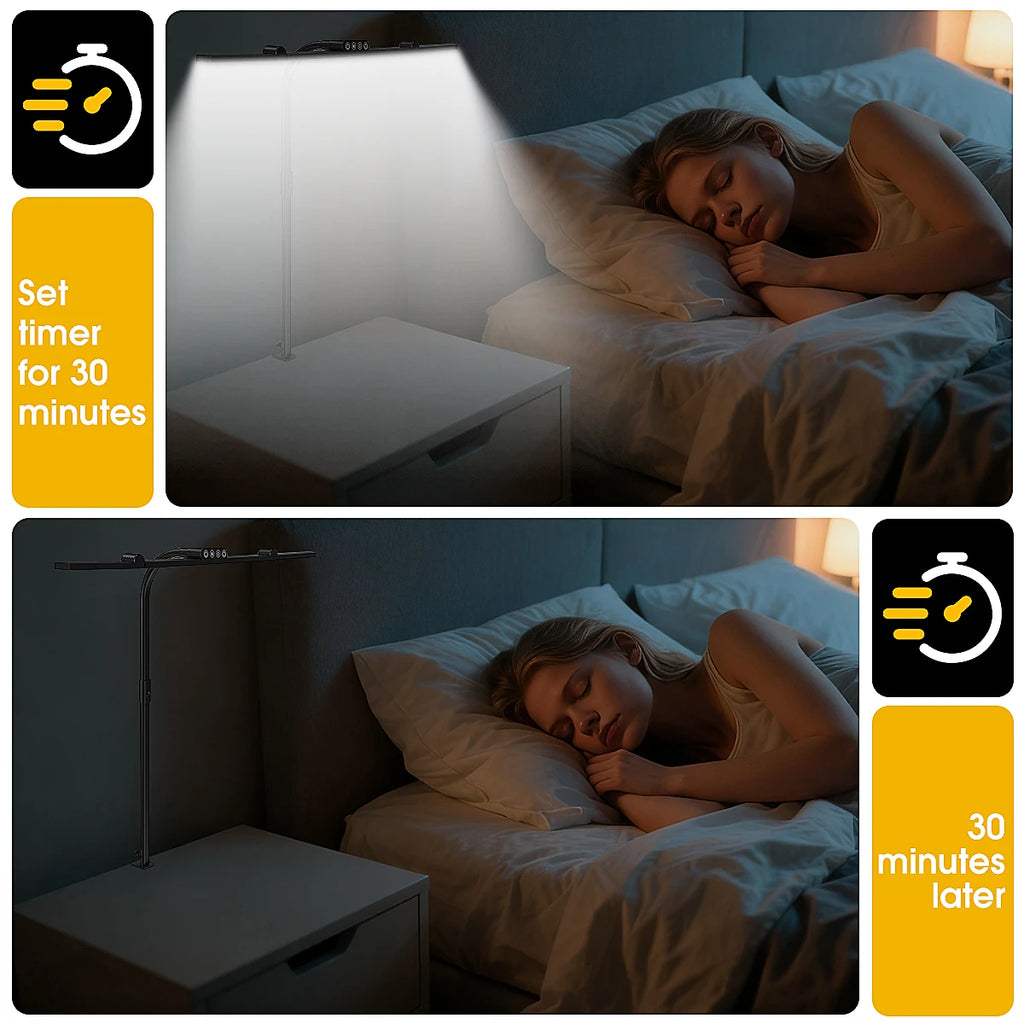 Smart Double Head Led Desk Lamp, Eye-Caring Desk Light with Clamp, Adjustable Flexible Goose-NeckTask