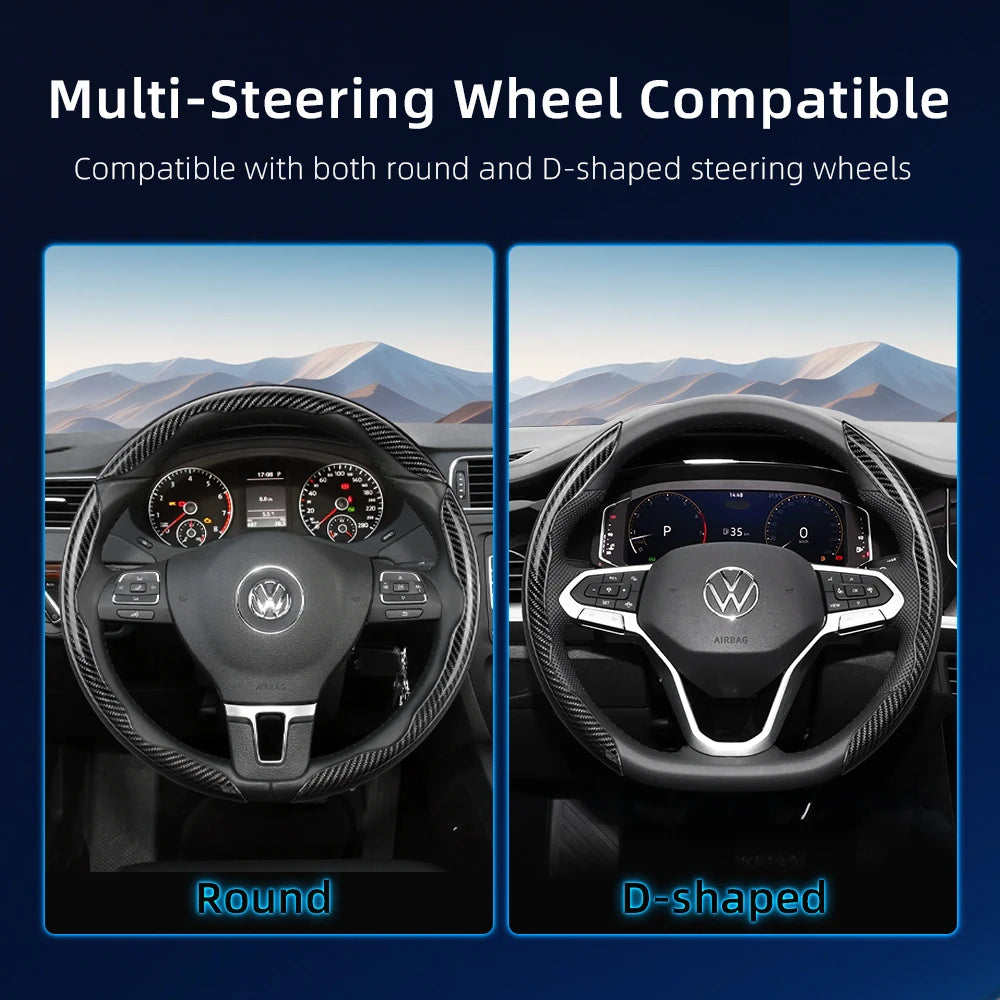 Suitable for Volkswagen Carbon Fiber Texture Steering Wheel Cover with Segmented