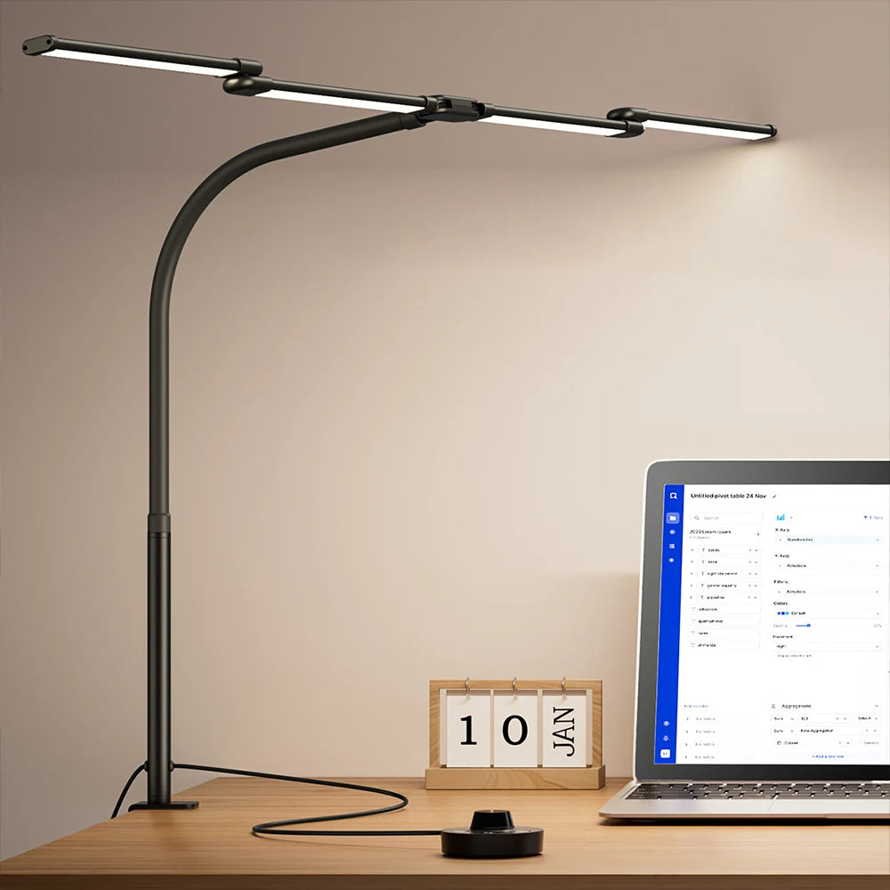Led Desk Lamp with Clamp Architect Desk Lamp for Home Office 24W Ultra Bright Auto Dimming PC Light