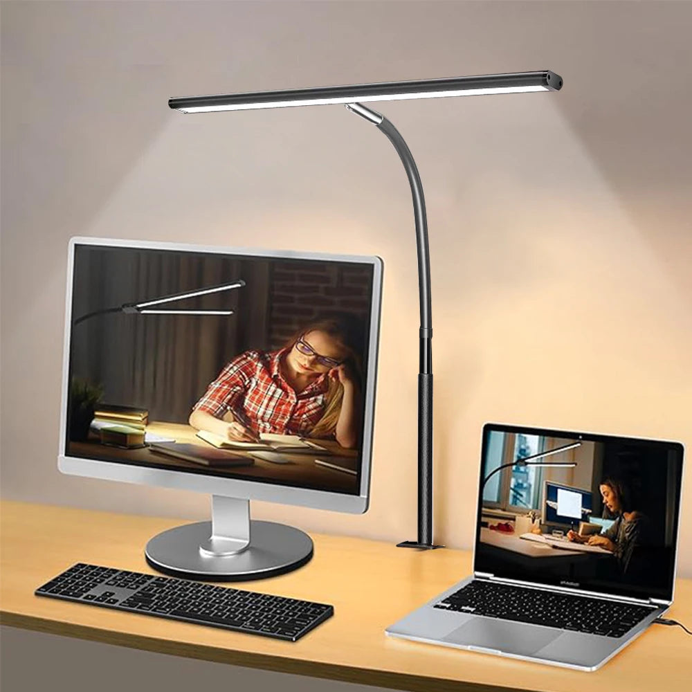 LED Desk Lamp Eye-Care Reading Desk Lamp with Flexible Gooseneck Stepless Dimming