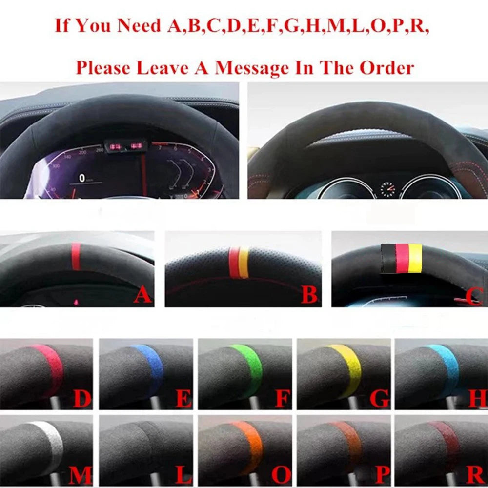 Hand Stitched Suede Leather Car Steering Wheel Cover For Ford Fusion Mondeo