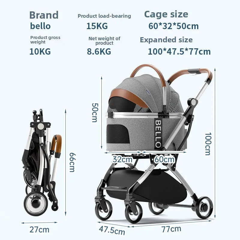 Pet Stroller Cats Dogs Carrier Wheels