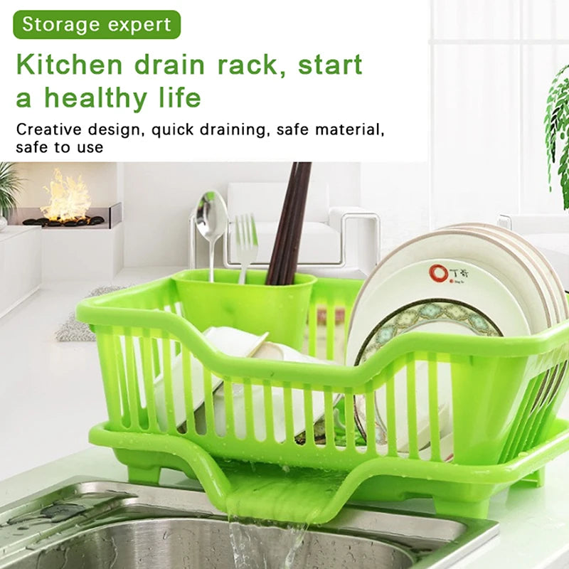 Kitchen Drainage Rack With Drainer Board Countertop Utensils Plates Chopsticks Bowls Spoons