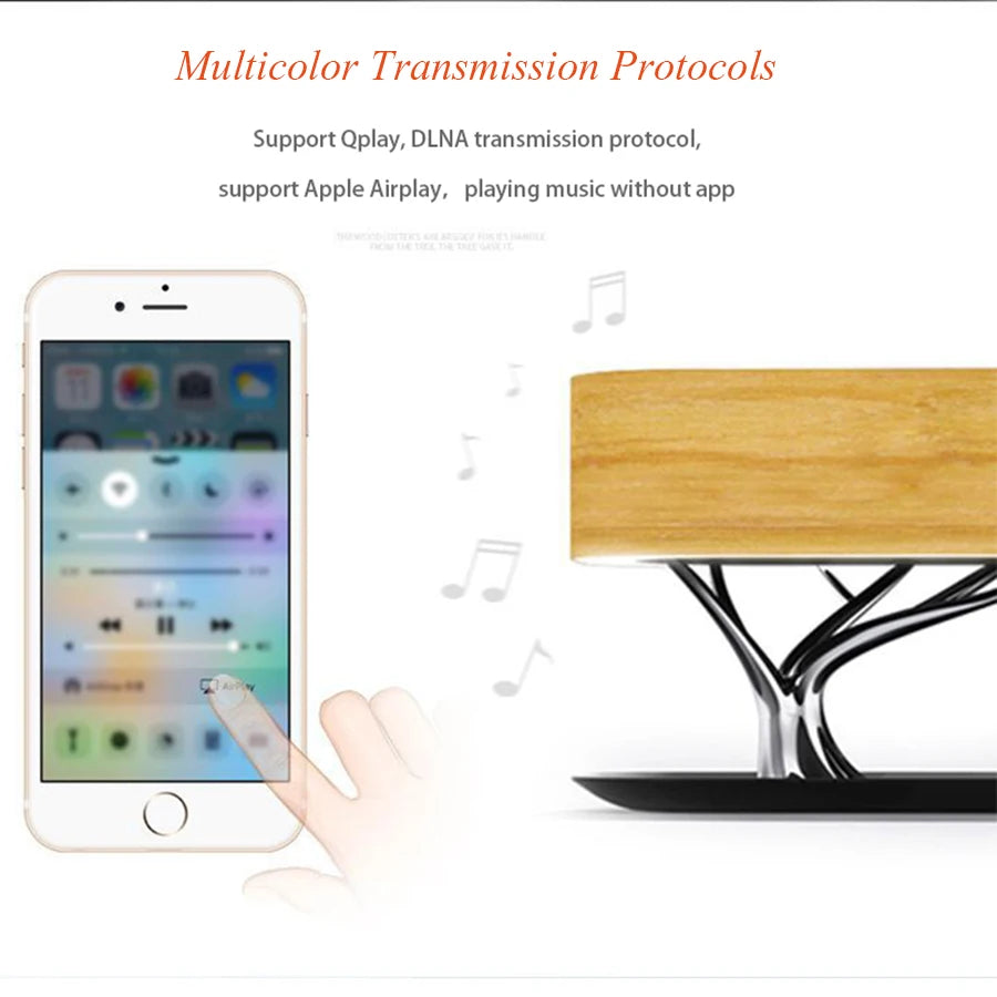 Smart Bedside LED Desk Lamp Built-in Bluetooth Speaker Wireless Phone Charger Smart LED Dimmable