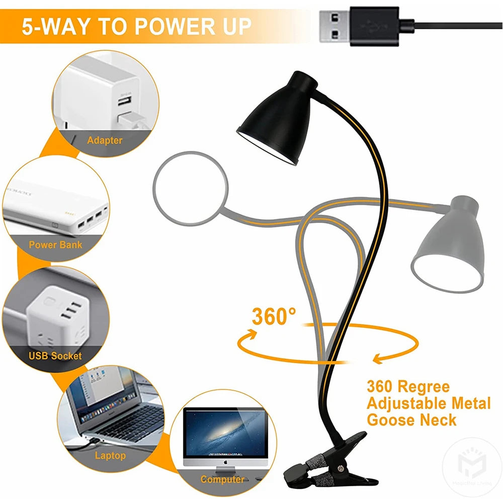 38 LED Desk Lamp 3 Color Modes 10 Brightness Dimmer Reading Light Auto Off Timer Desk Light