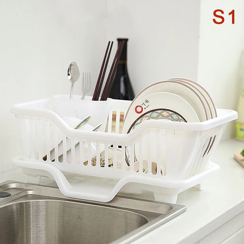 Kitchen Drainage Rack With Drainer Board Countertop Utensils Plates Chopsticks Bowls Spoons
