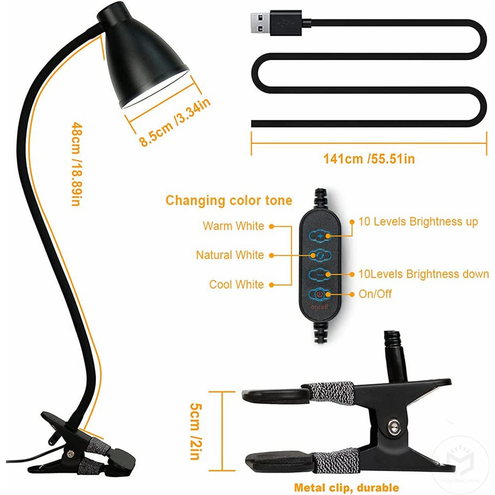 38 LED Desk Lamp 3 Color Modes 10 Brightness Dimmer Reading Light Auto Off Timer Desk Light