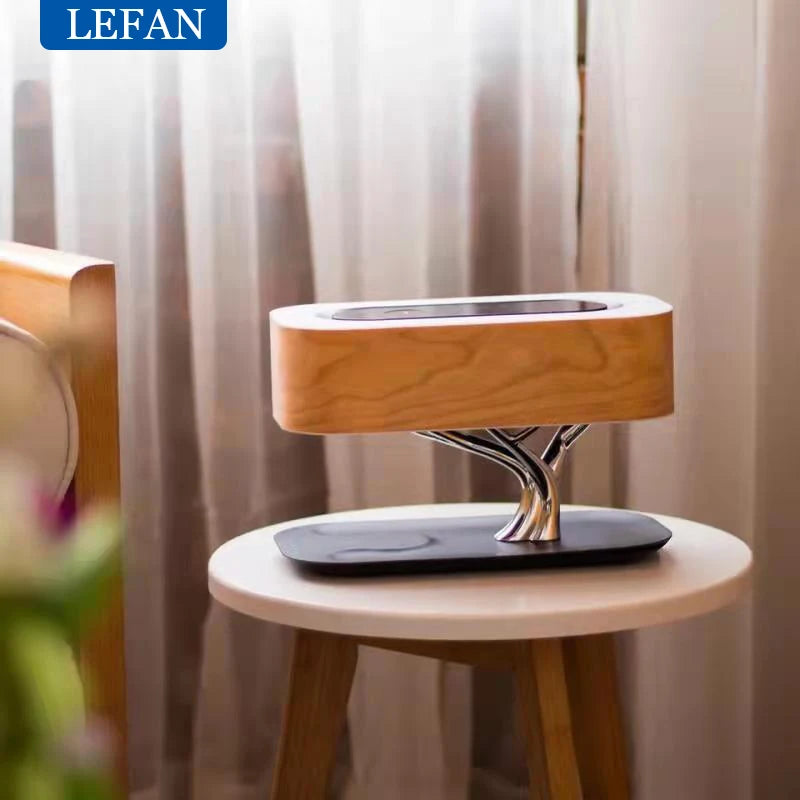 Smart Bedside LED Desk Lamp Built-in Bluetooth Speaker Wireless Phone Charger Smart LED Dimmable