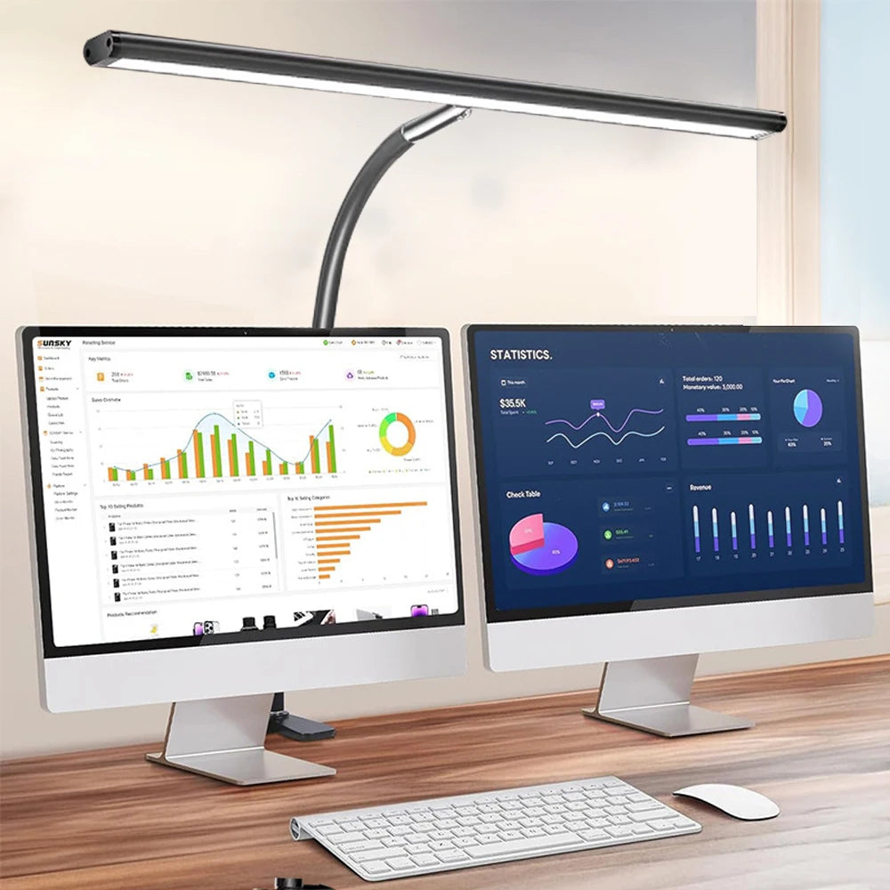 LED Desk Lamp Eye-Care Reading Desk Lamp with Flexible Gooseneck Stepless Dimming
