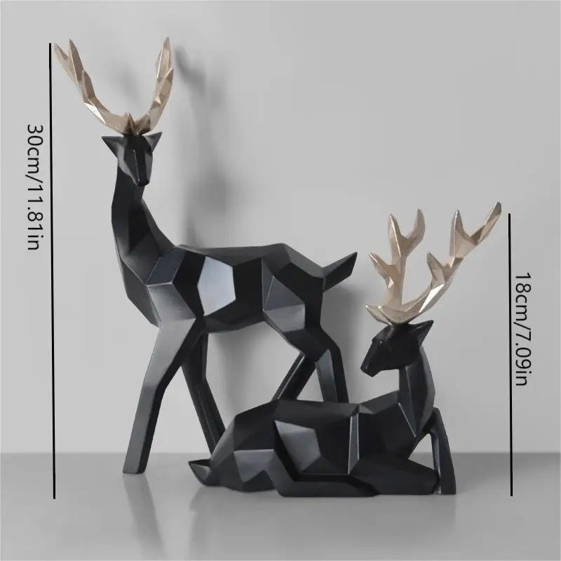 geometric resin deer ornaments
