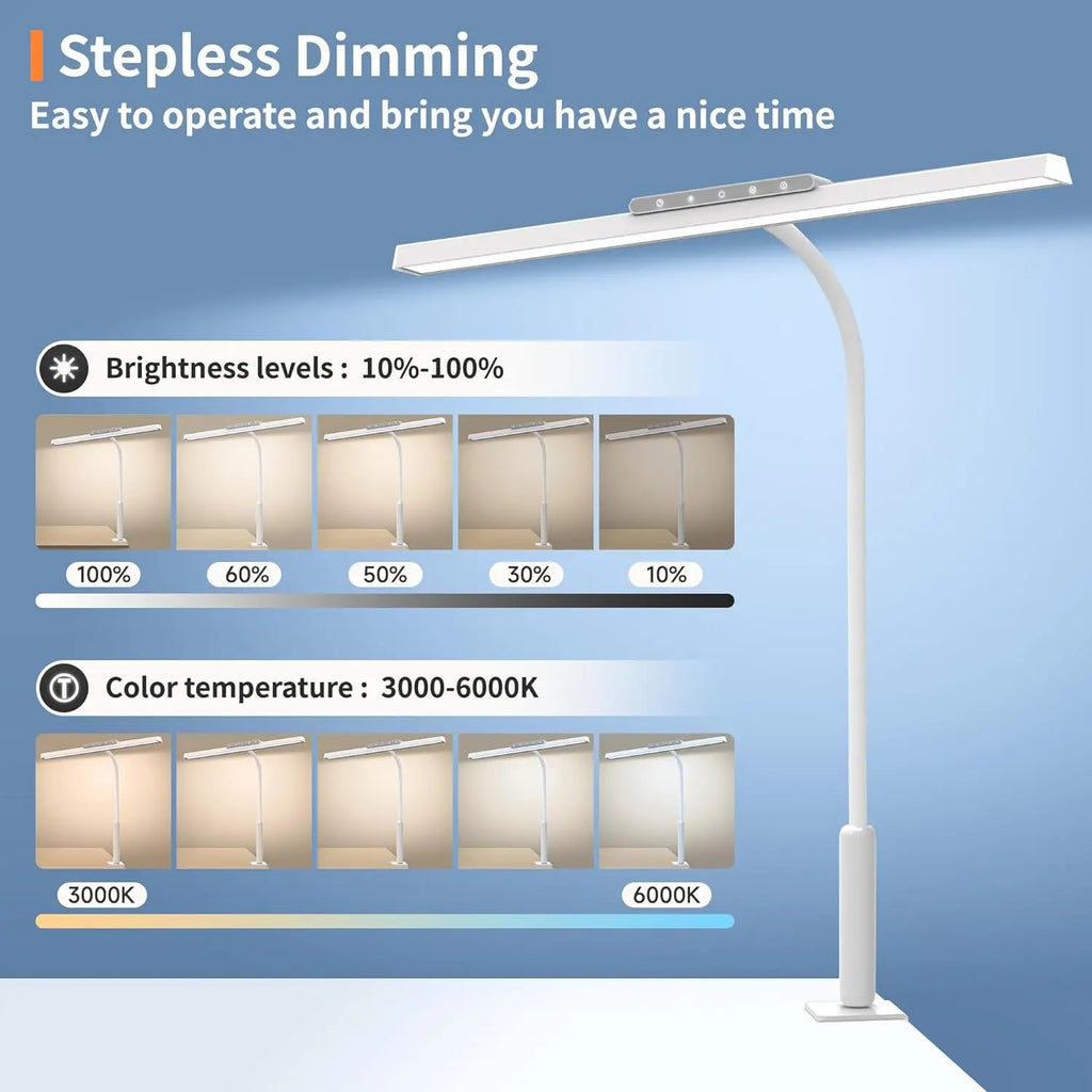 Desk Lamp, 3 Colors Stepless Dimming LED Desk Lamps for Home Office Adjustable Memory Desk