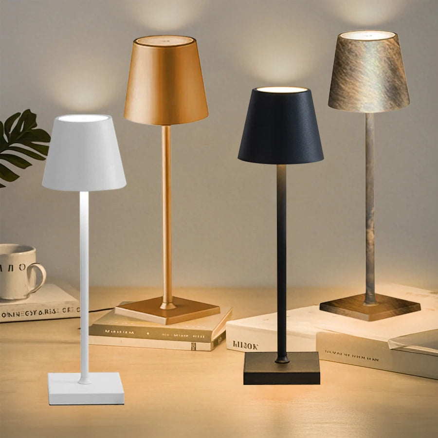LED Desk Lamp Usb Rechargeable Table Lamp Wireless Touch 3 Color Desktop Night Light