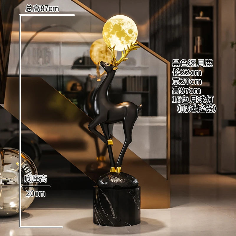 Home Decor Luminous Deer Statue Large Floor Decoration Nordic Style Living Room Animal Sculpture Art Ornament Housewarming Gift