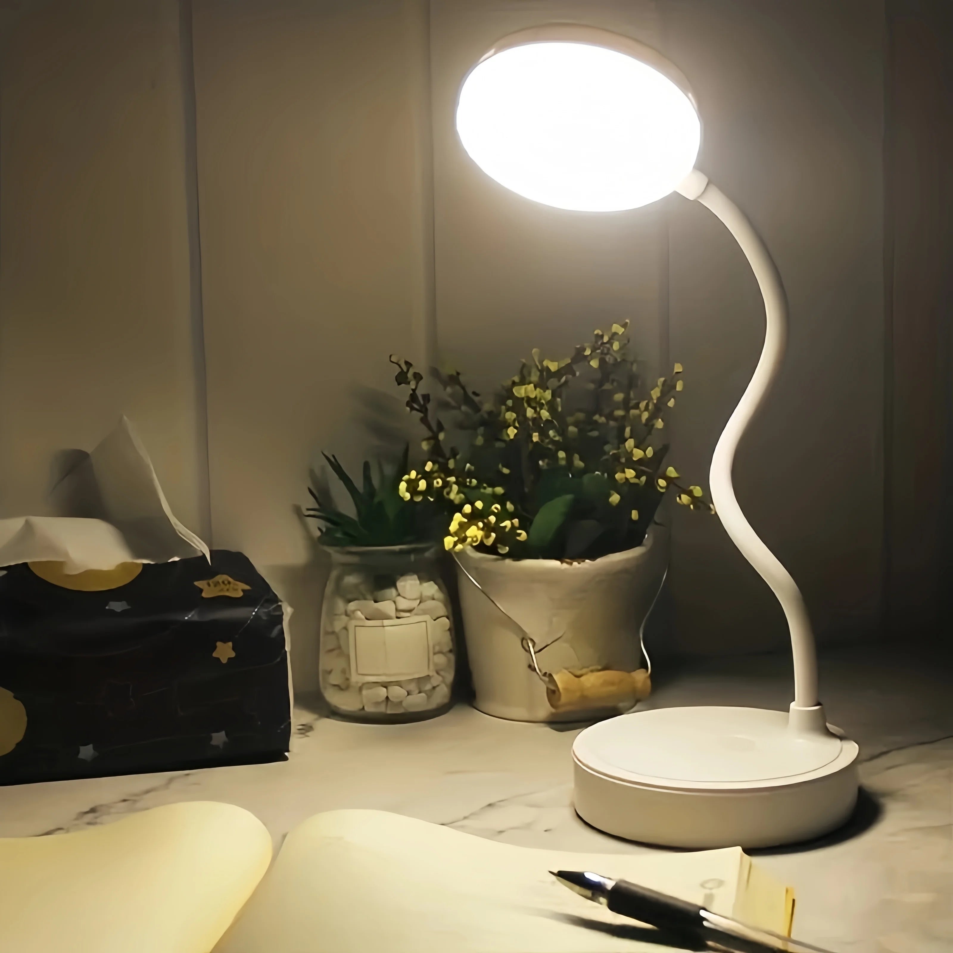 LED Desk Lamp With USB Charging Port Flexible LED White Light Perfect for Home Office Reading Study